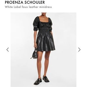 NWT PROENZA SCHOULER White Label faux leather square neck babydoll mini dress